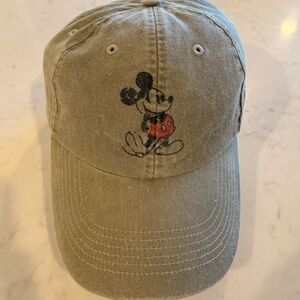 Vintage Disney Mickey Mouse Distressed Olive Green Cap in Perfect Condition
